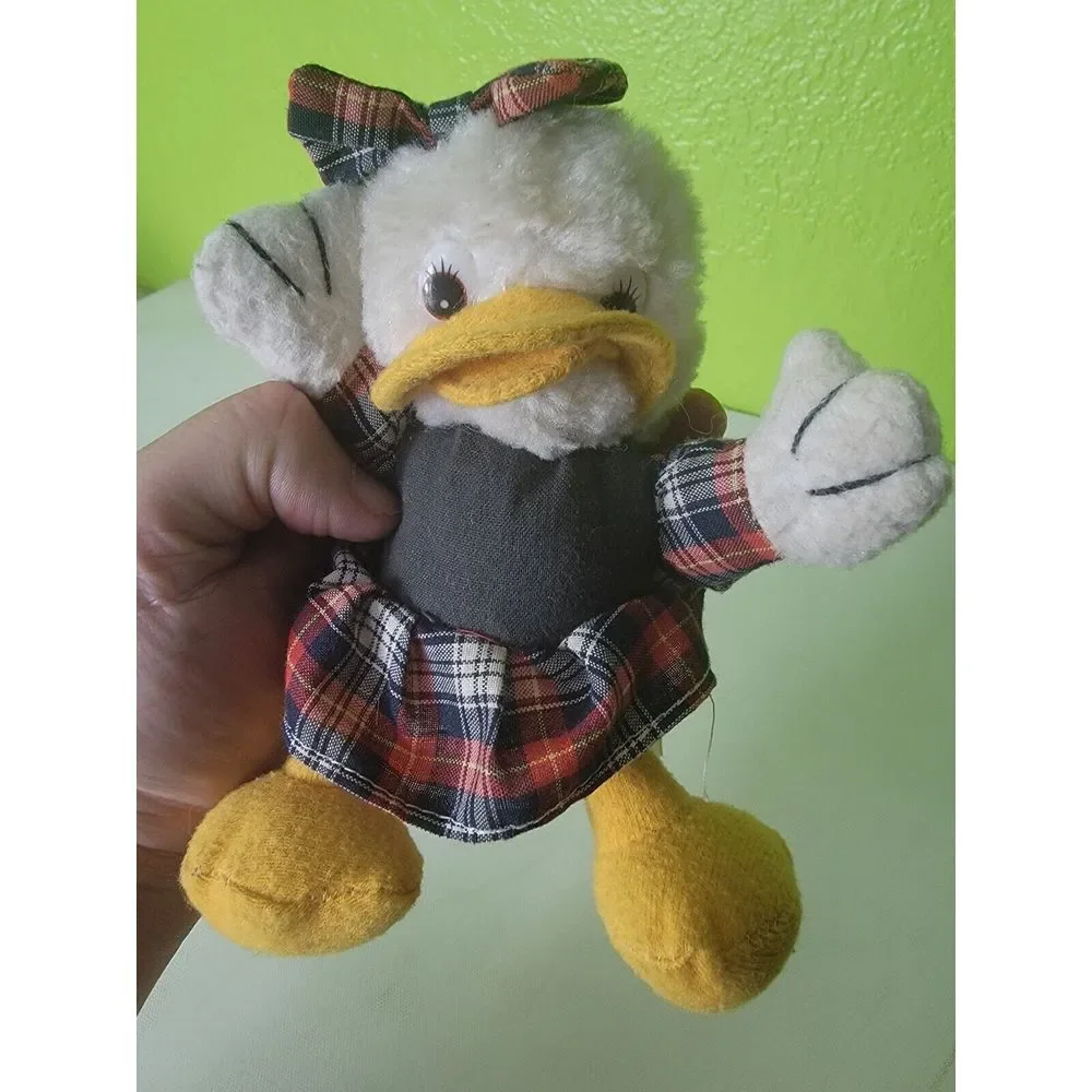 Vintage Pachinko Palace Mini Plush Duck Girl Plaid Dress
